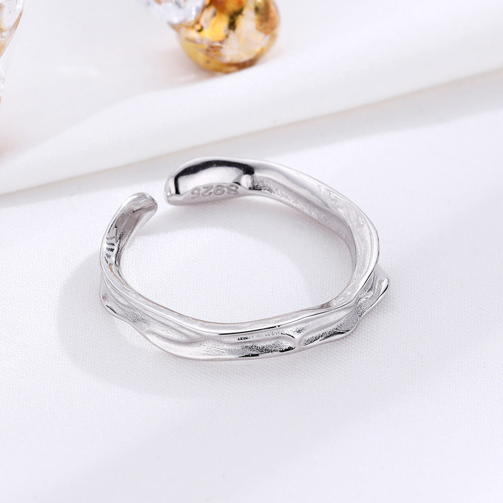 S925 sølv plisseret åben ring