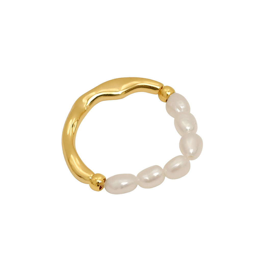 Ring med Ferskvandsperler og 16K Forgyldning – Elegant og Organisk Design