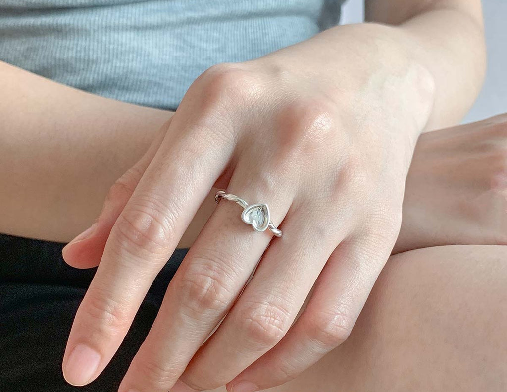 Romantisk hjerte 925 sterling sølv justerbar åben ring
