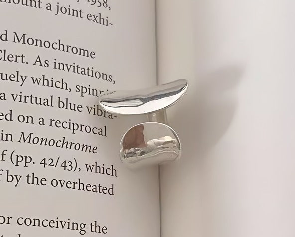 S925 sølv geometrisk vifteformet åben ring