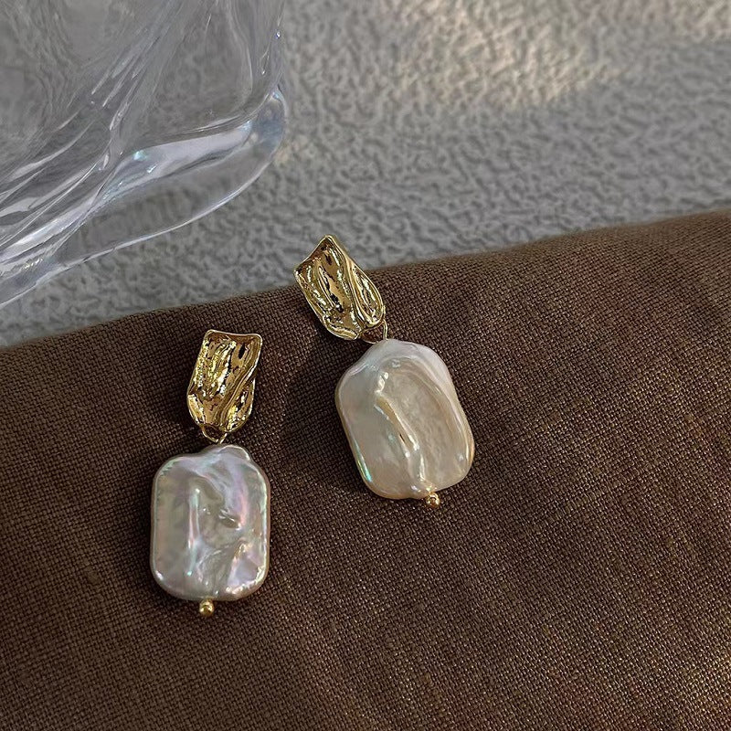 S925 sølvnålede 14k guldbelagt elegante barok stil ferskvandsperle øreringe