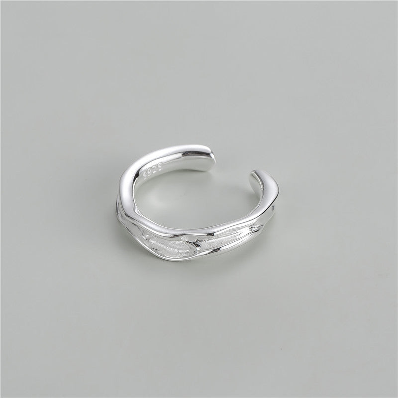 S925 sølv plisseret åben ring