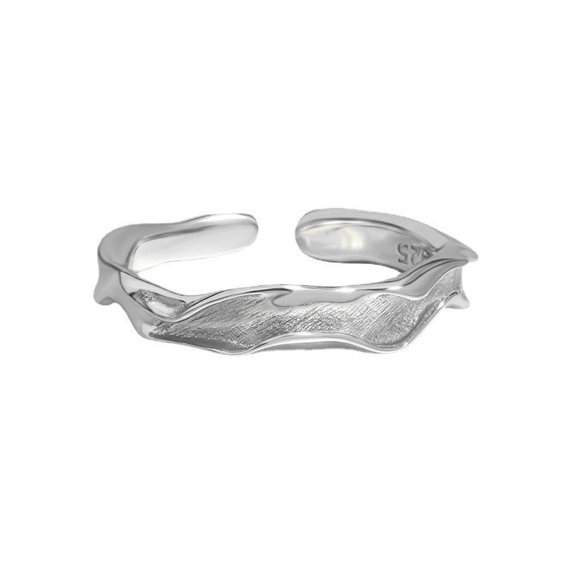 S925 sølv plisseret åben ringS925 sølv plisseret åben ring