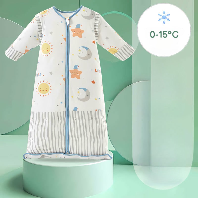 Varm vinter justerbar & voksbar sovepose til 0-15°C til baby/børn(Str.:3-12år) med aftagelige ærmer-måne