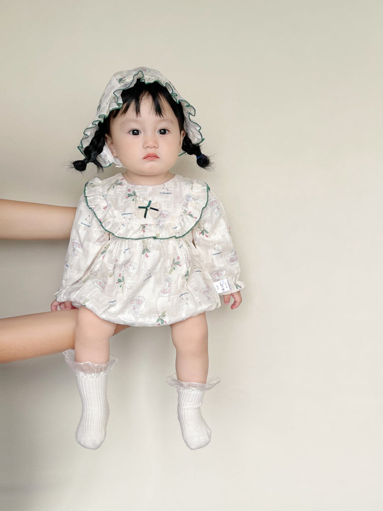 Smuk beige baby body med langærmet og Hat(0-18 mdr.)