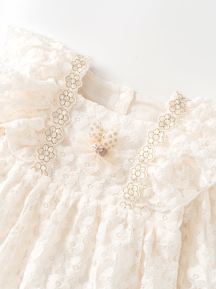 Smuk baby body med blonder og hatte(0-18 mdr.)