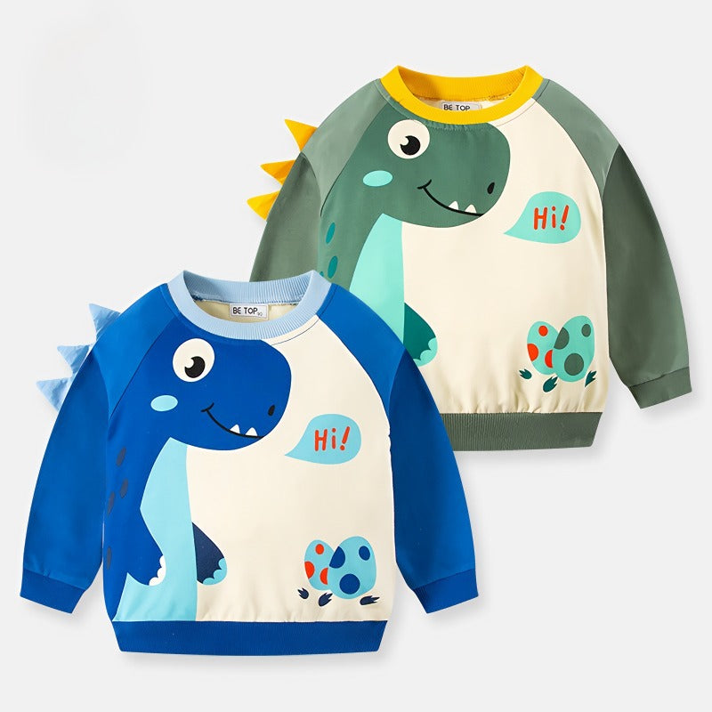 Grøn dinosaur sweatshirt/trøje til drenge(1-8år)