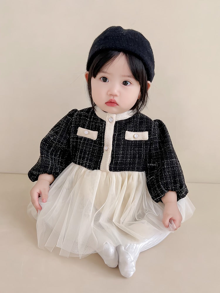 Stilfuld og elegant baby kjole/body med tylskørt (0-18 mdr.)