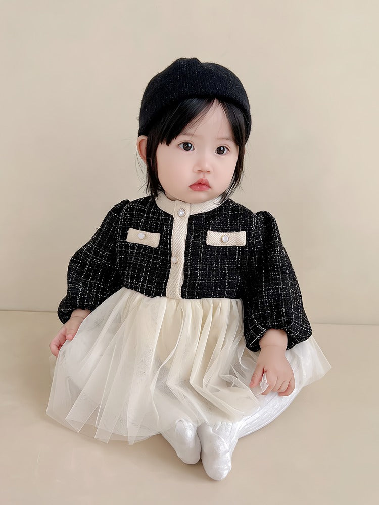 Stilfuld og elegant baby kjole/body med tylskørt (0-18 mdr.)
