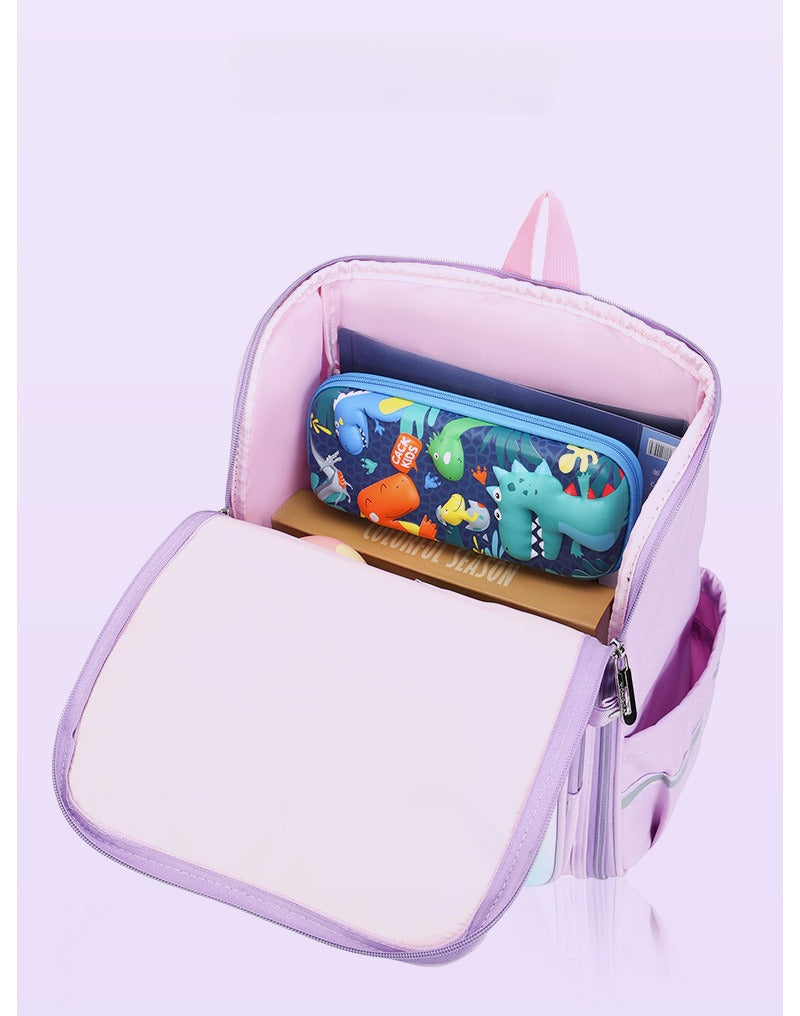 Lys lilla enhjørning skoletaske(38cm x 30cm x 20cm)