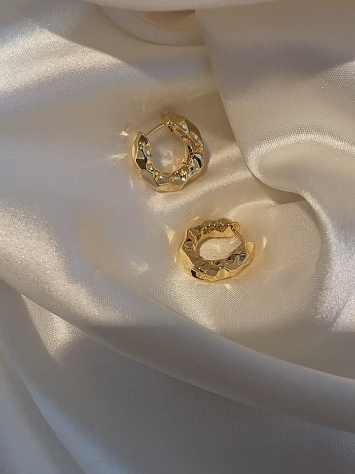 14k guldbelagt elegante unik tekstur øreringe