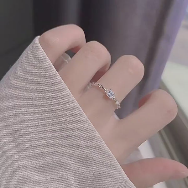 S925 sølv kæde zircon åben ring