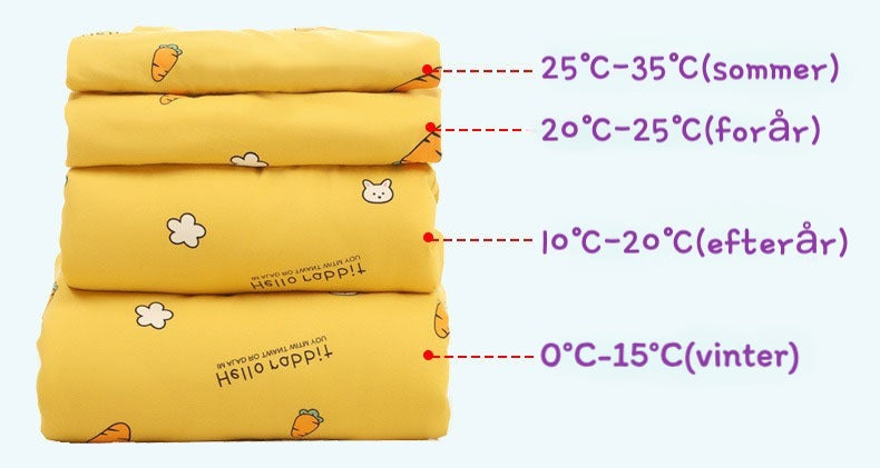 Tygde vinter sovepose til 0-15°C til baby/børn(Str.:9mdr.-6år) med aftagelige ærmer-gulerod