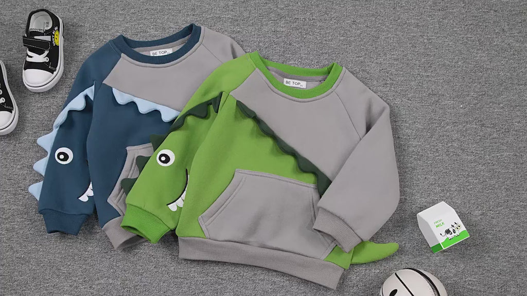 Dinosaurus fleece sweatshirt grøn til drenge