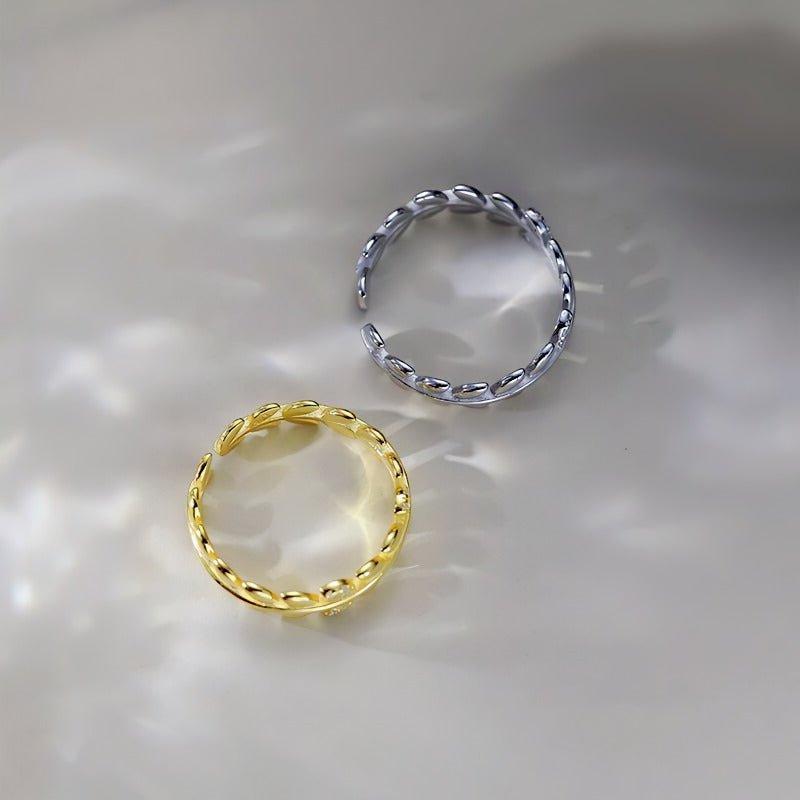 925 sterling sølv blade zirkonia sten åben ring sølv - Lilla Villa