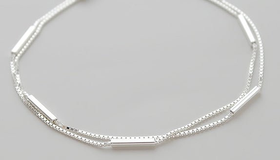 925 sterling sølv elegant geometrisk dobbeltlags armbånd - Lilla Villa
