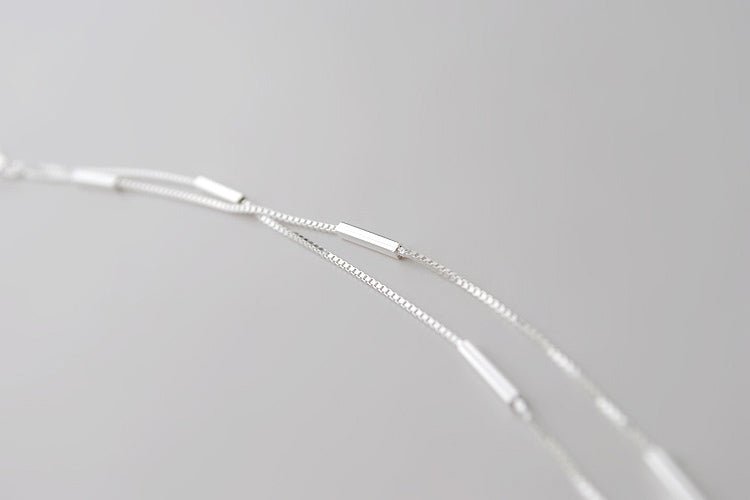 925 sterling sølv elegant geometrisk dobbeltlags armbånd - Lilla Villa