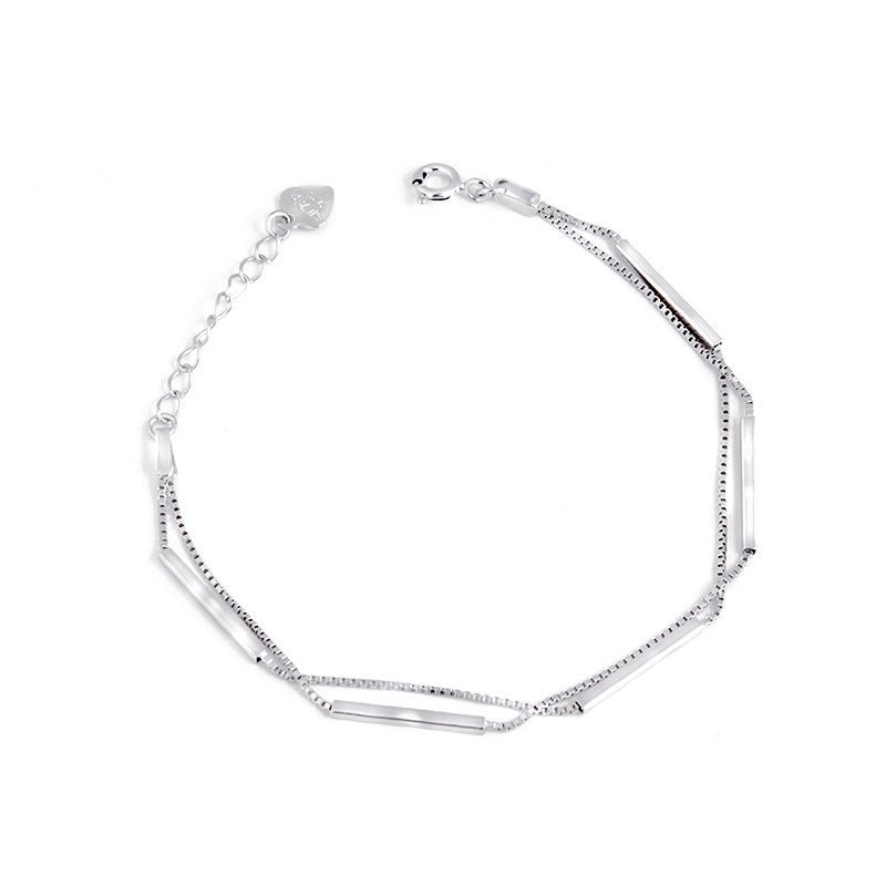 925 sterling sølv elegant geometrisk dobbeltlags armbånd - Lilla Villa