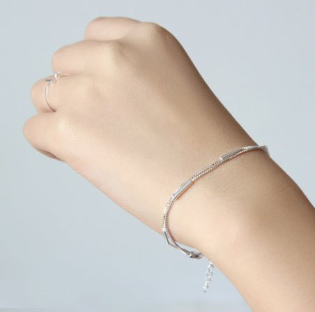 925 sterling sølv elegant geometrisk dobbeltlags armbånd - Lilla Villa