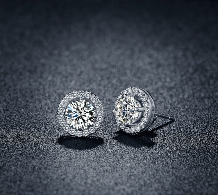 925 sterling sølv rundt zirkonia sten øreringe - Lilla Villa