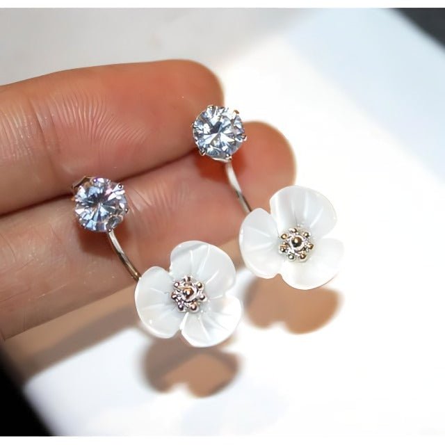 925 sterling sølv skalmateriale blomster øreringe - Lilla Villa