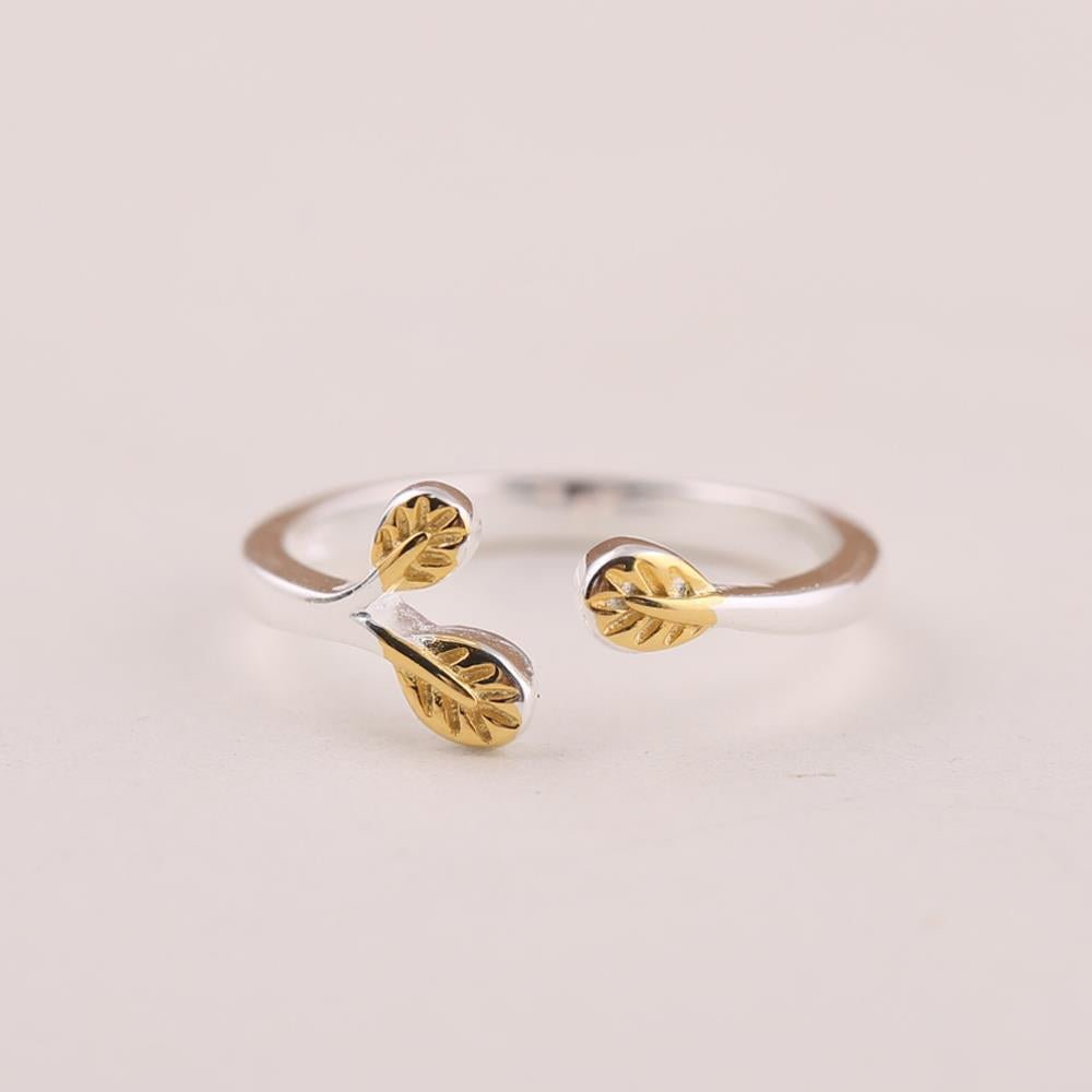 925 sterling træblade åben ring - Lilla Villa