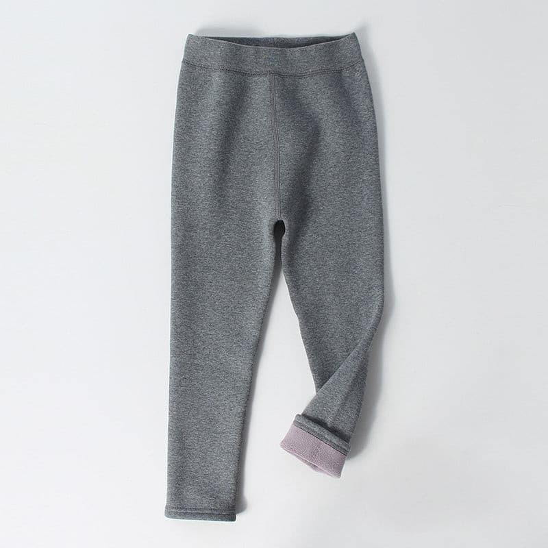 Basic fleece grå leggings til børn - Lilla Villa