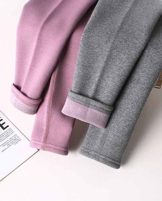 Basic fleece leggings lilla til børn - Lilla Villa