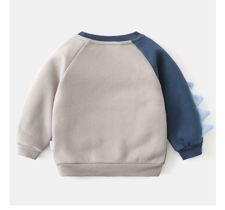 Dinosaurus fleece sweatshirt blå til drenge - Lilla Villa