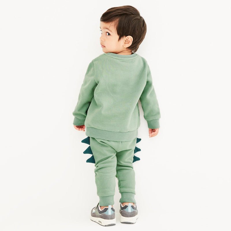 Fleece sweatshirt sæt med dinosaur mønster til børn - Lilla Villa