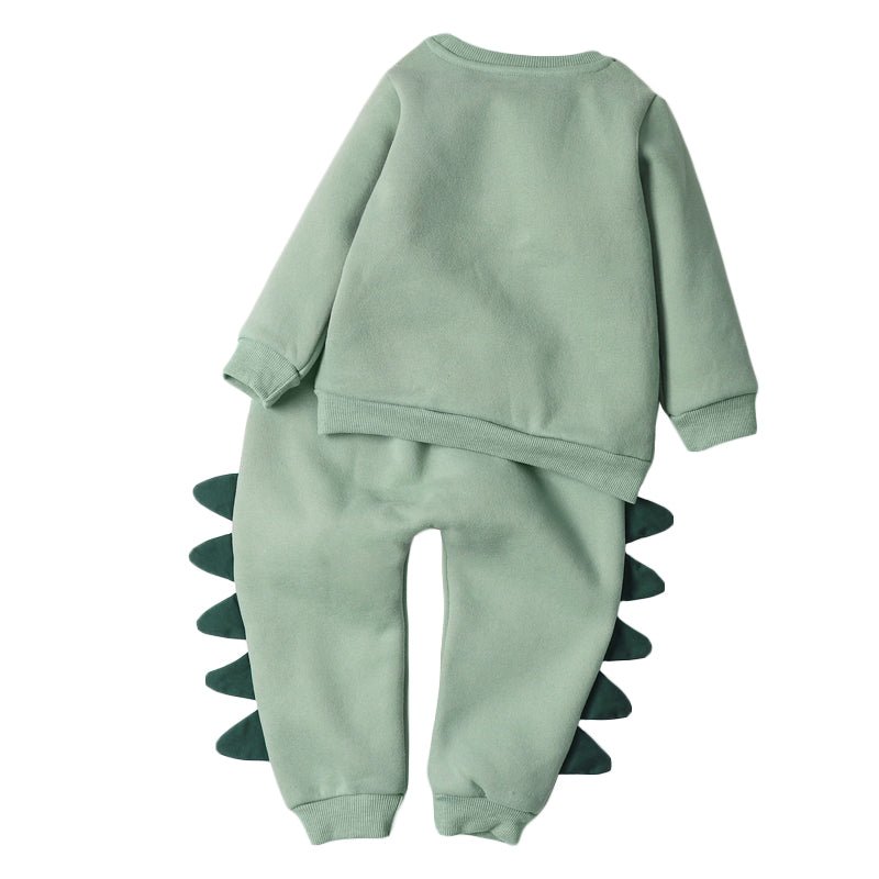 Fleece sweatshirt sæt med dinosaur mønster til børn - Lilla Villa