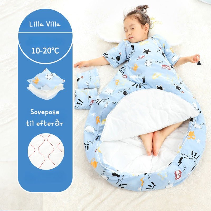 Tygde sovepose til 10-20°C til baby/børn(Str.0-4år) med aftagelige ærmer-superpower - Lilla VillaTygde sovepose til 10-20°C til baby/børn(Str.:9mdr.-6år) med aftagelige ærmer-superpower