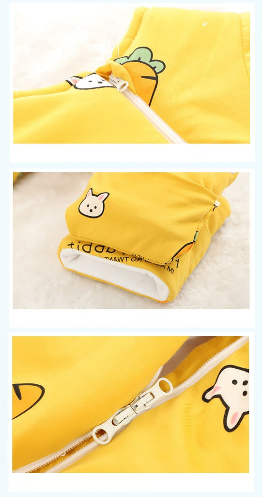 Tygde vinter sovepose til 0-10°C til baby/børn(Str.:9mdr.-6år) med aftagelige ærmer-gulerod