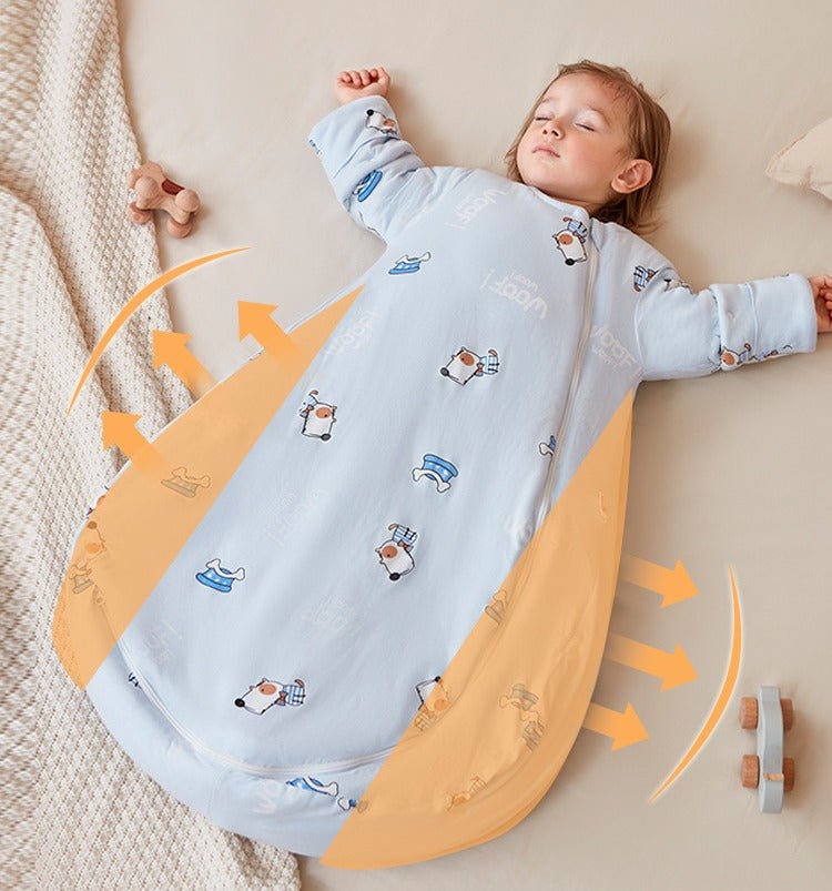 Winter sleeping bag with removable sleeves - blue bears