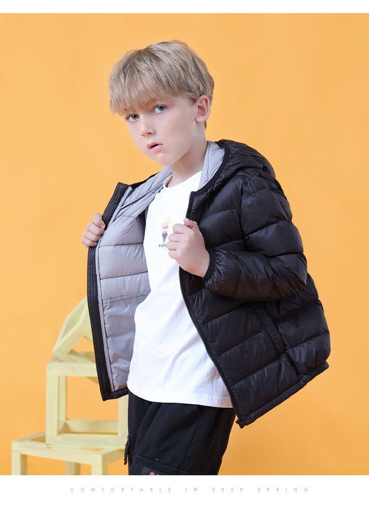 Ultra light down jacket/overgangsjakke/sommerjakke til børn sort - Lilla Villa