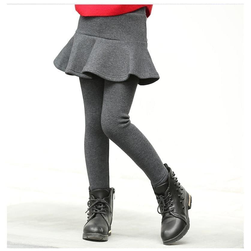 Varm fleeceforede leggings med nederdel grå til piger - Lilla Villa