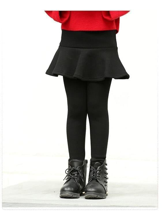 Varm fleeceforede leggings med nederdel sort til piger - Lilla Villa