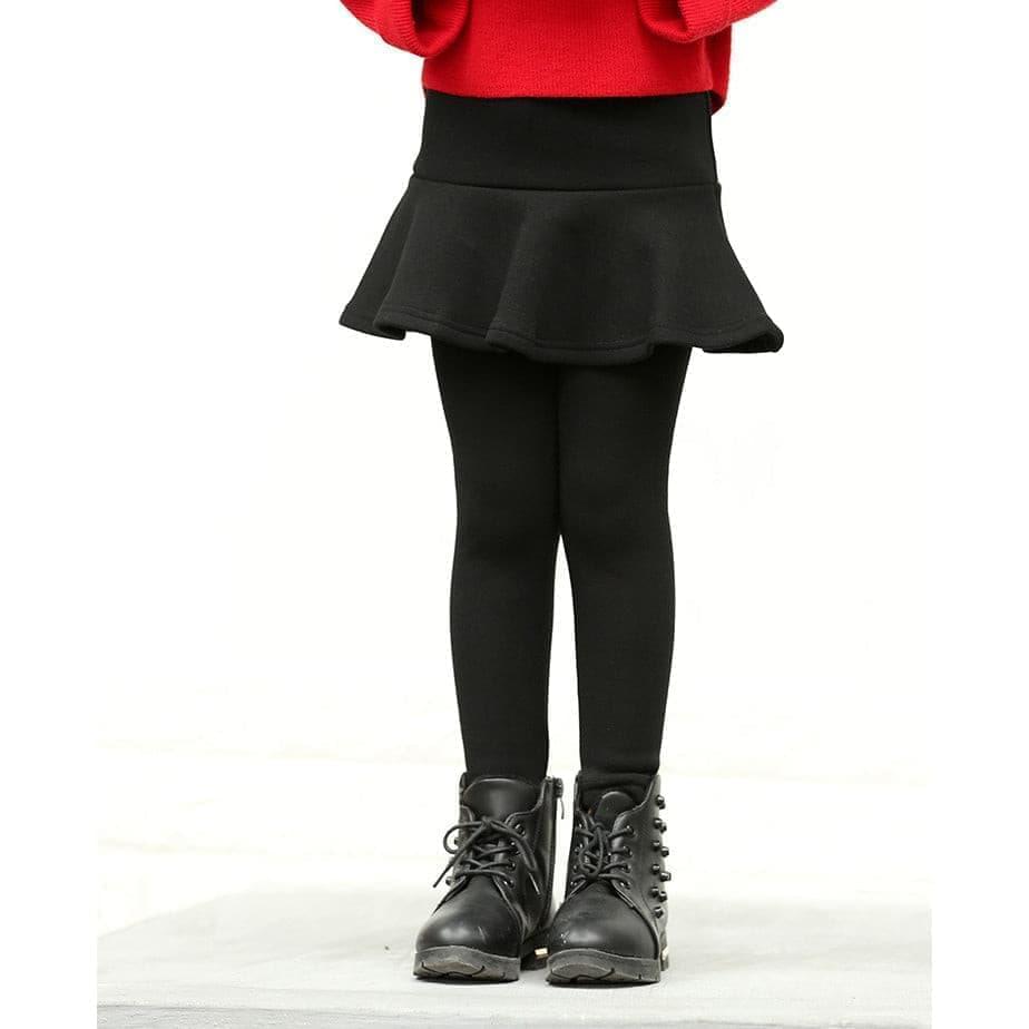 Varm fleeceforede leggings med nederdel sort til piger - Lilla Villa