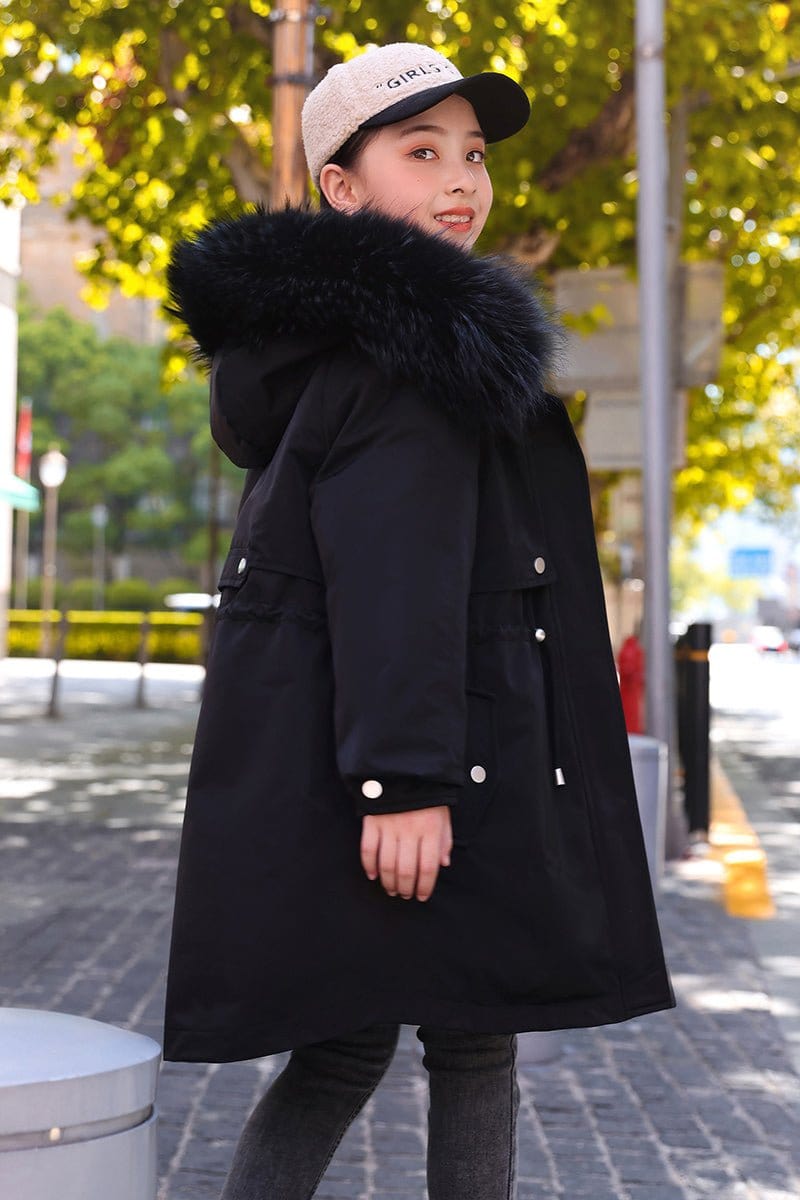 Winter parka with removable down jacket 90 white duck down black fo